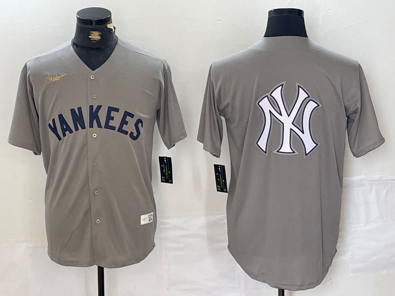 Men New York Yankees Blank Grey Throwback Nike Game 2024 MLB Jersey style 14->new york yankees->MLB Jersey